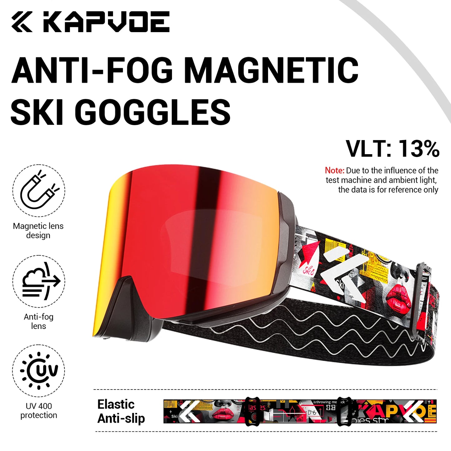 KAPVOE UV400 Magnetic Attraction Lens Outdoor Sports Photochromic Ski Goggles Men Snowboard Glasses Women Winter Snow Sunglasses