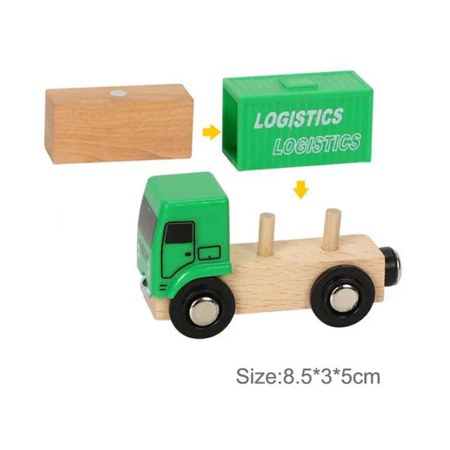 Wooden Magnetic Trolley Wood Track Accessories Car Train Track Scene Airplane Truck Wooden Tracks Educational Toys Children Gift