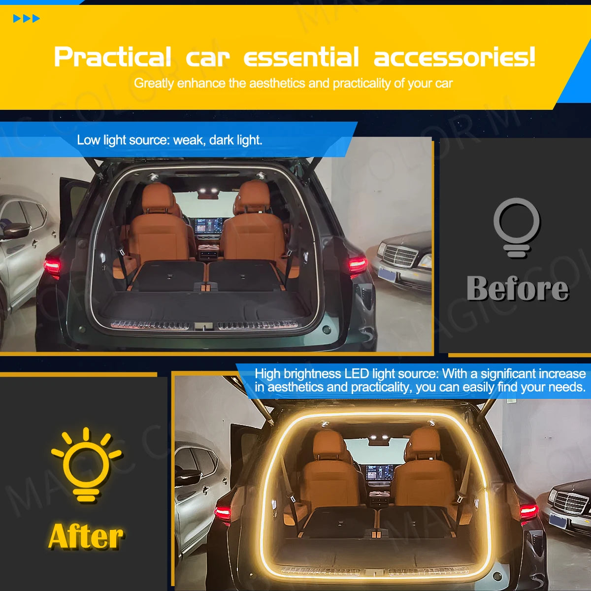 Premium 5M LED Car Interior Strip Light - Ambient Atmosphere Lighting Kit