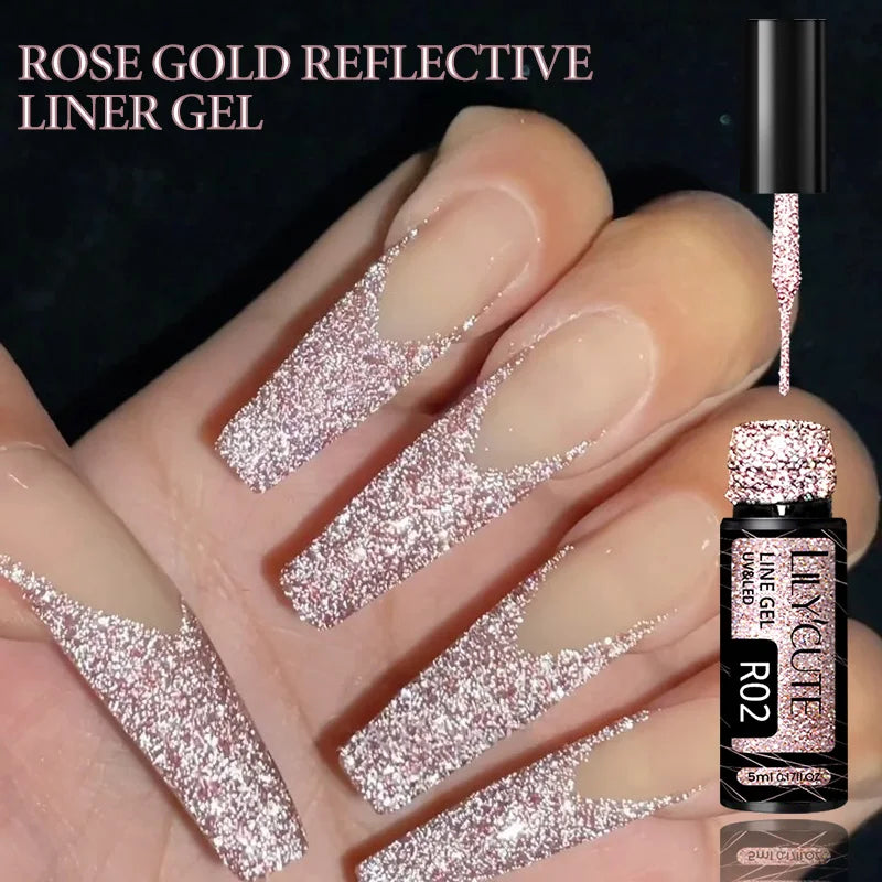LILYCUTE Reflective Glitter Gel Nail Polish - 5ml Sparkling Liner