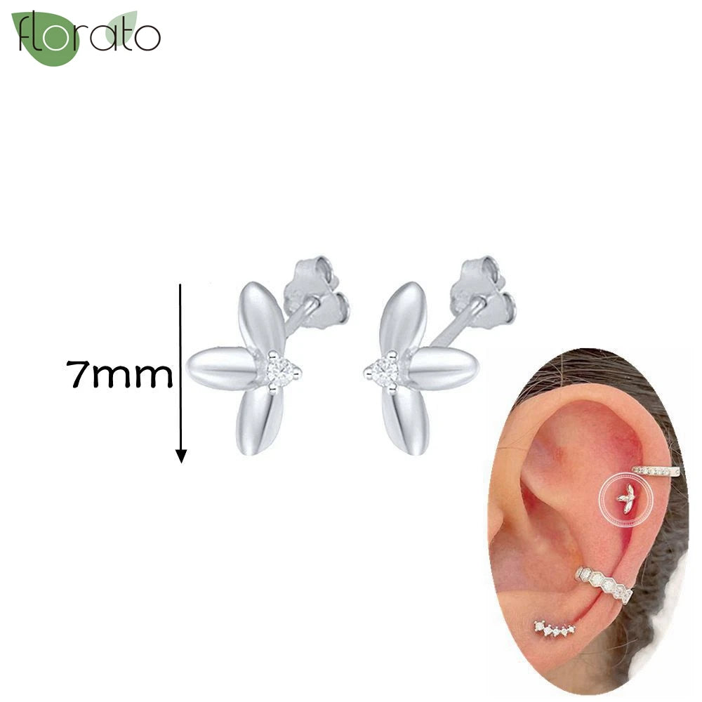 925 Silver Needle Exquisite Zircon Small Earrings Fashion Stud Earrings for Women Anti Allergy Cartilage Puncture Jewelry Gift