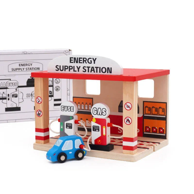 Wooden Train Track Accessories Roadblocks Station Scene Educational Toy For Kids Compatible with Thomas Wooden Railway System