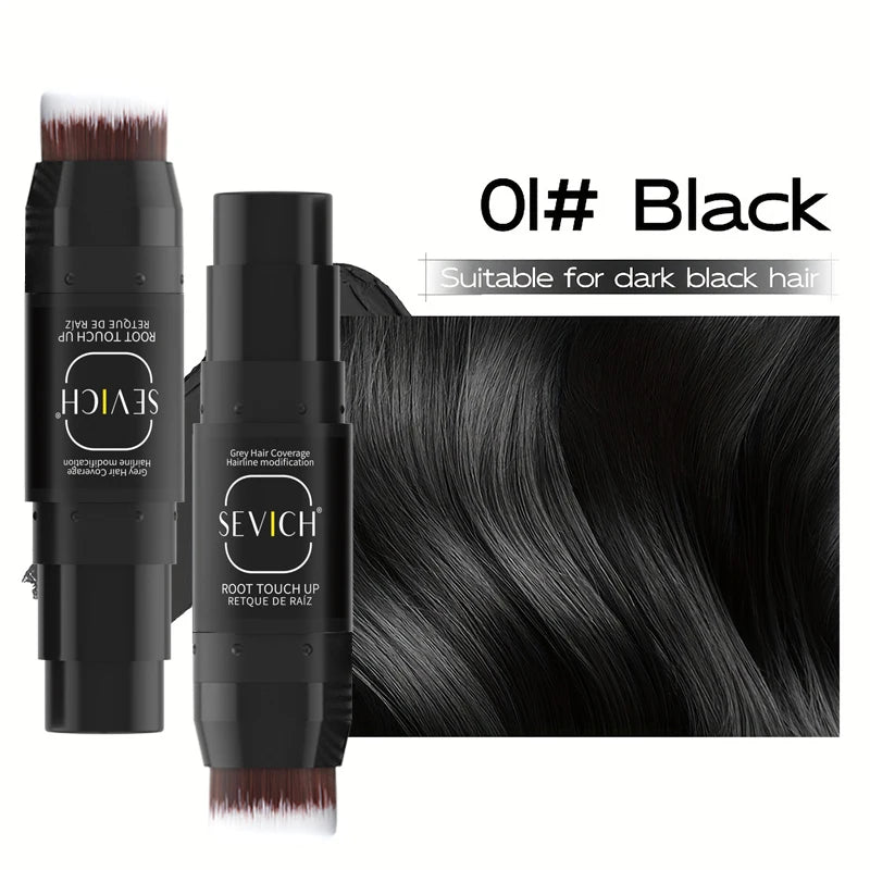 2-In-1 Temporary Hair Color Pen With Brush Quick Coverage For White & Gray Waterproof Root Touch-Up Stick Hairline Concealer