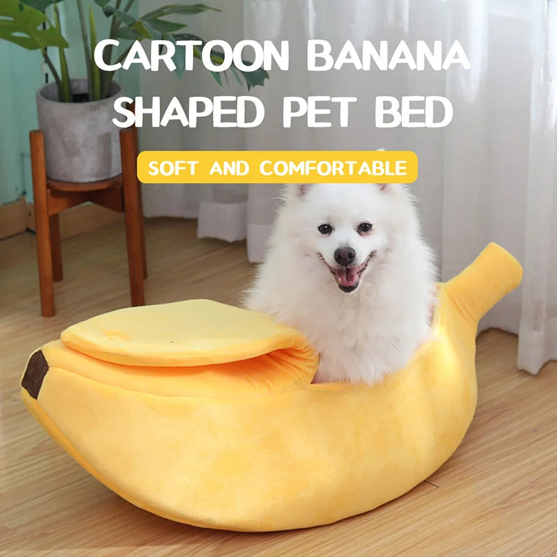 Premium Banana Cat Bed - Funny Cozy Pet House with Cushion