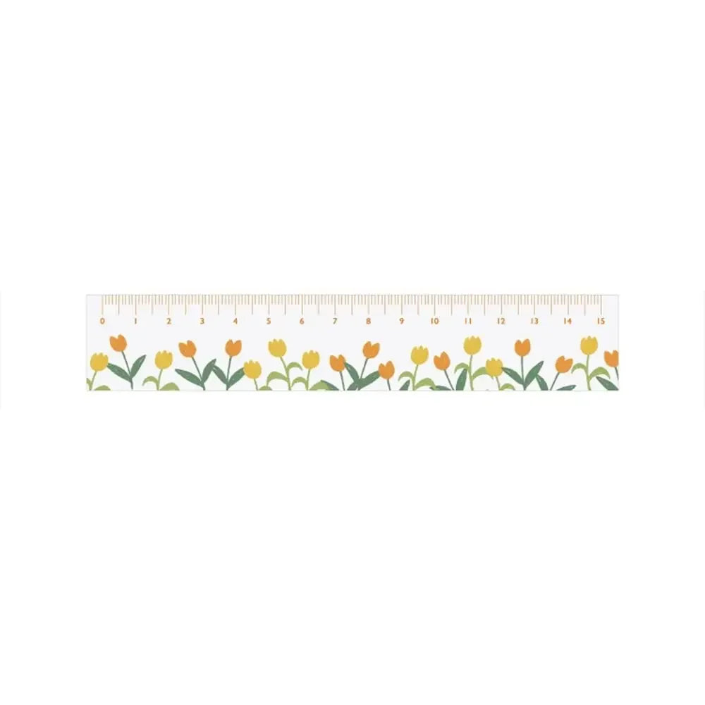 15cm Transparent Acrylic Ruler - Multifunction Drawing Tool with Tulip Design