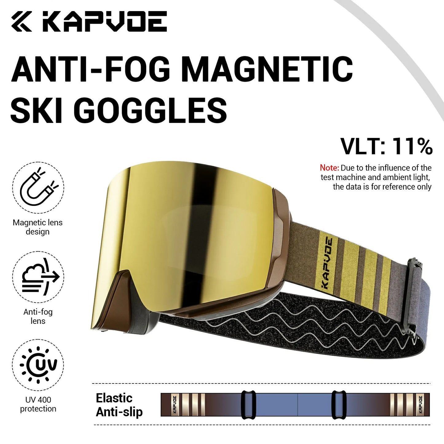 KAPVOE UV400 Magnetic Attraction Lens Outdoor Sports Photochromic Ski Goggles Men Snowboard Glasses Women Winter Snow Sunglasses