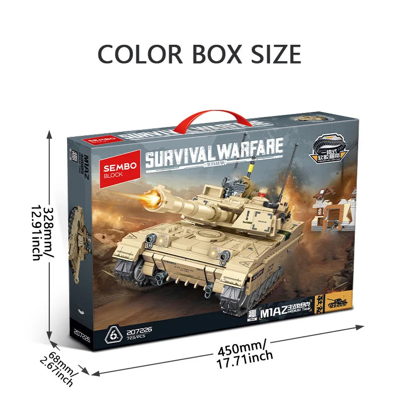 SEMBO BLOCK USA Military M1A2 Abrams Main Battle Tank Building Blocks MOC WW2 Weapon Bricks Toys For Boys Kids Halloween Gifts