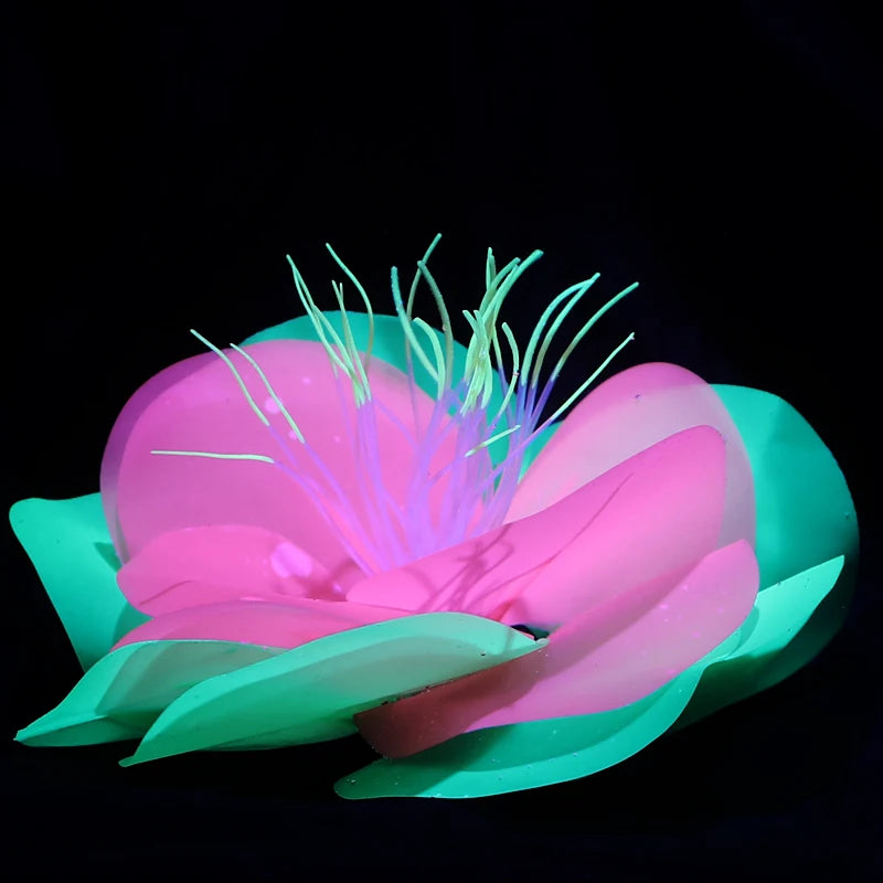 Glow Silicone Aquarium Coral Decor w/ Suction Cups, Fish-Safe Realistic Coral for Fresh/Saltwater Tanks, Easy Tool-Free Setup
