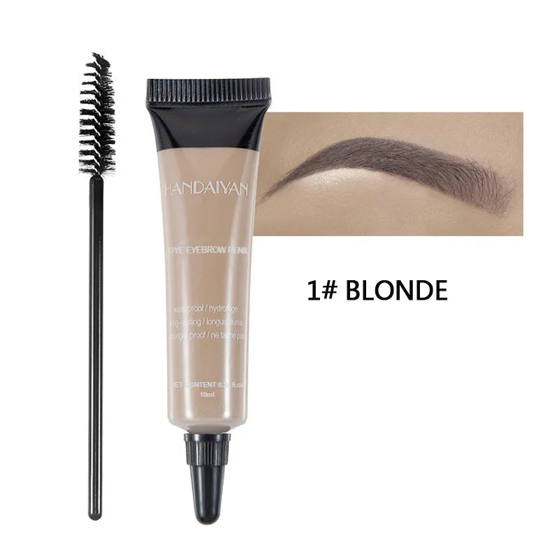 Waterproof Eyebrow Gel 6 Colors High Pigmented Eye Brow Tint Liquid Shaping Eyebrow Enhancer Dye Cream with Makeup Eye Brushes