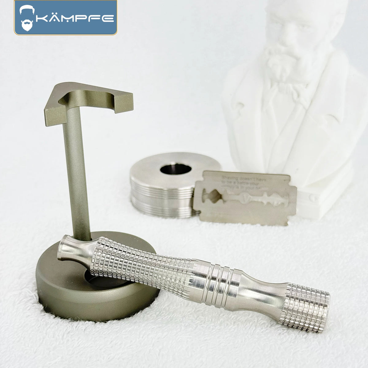 KAMPFE Men's Safety Shaver Ergonomic Grip Comfortable Anti slip Mesh Titanium Alloy Razor Handle