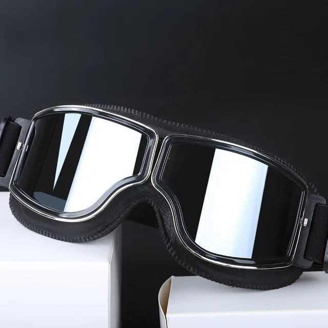 Premium Motorcycle Goggles - Windproof Retro Leather Folding Glasses