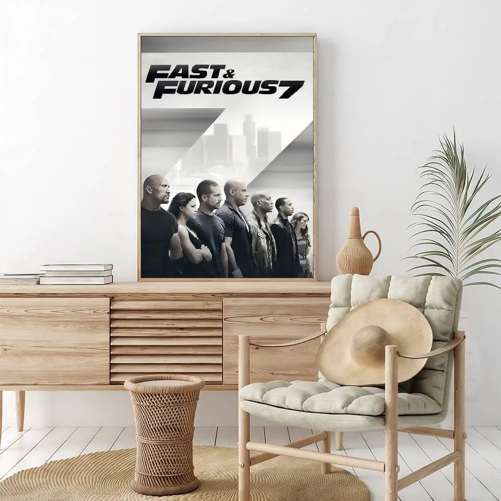Fast And Furious Movie Whitepaper Poster HD Quality Poster Wall Art Painting Study Room Wall Decor