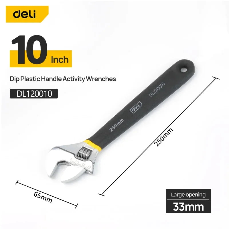 Premium Deli Adjustable Wrench - Carbon Steel Universal Spanner Tool