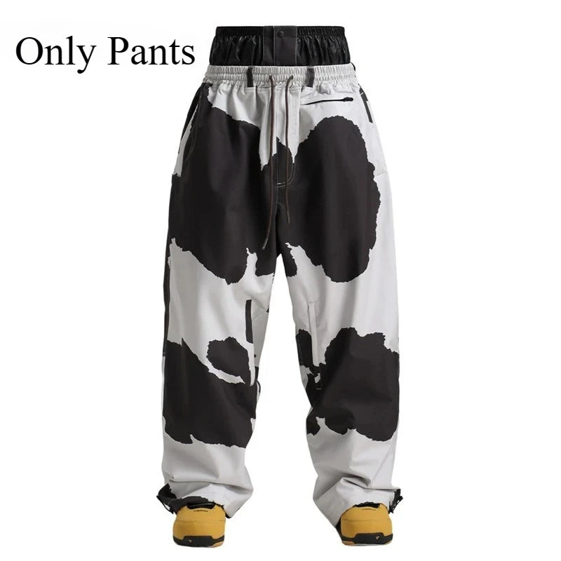 Men Baggy Windproof Solid Women Skiing Pants Waterproof Loose Hooded Ski Strides New Outdoor Sport Adult Breathable Trousers