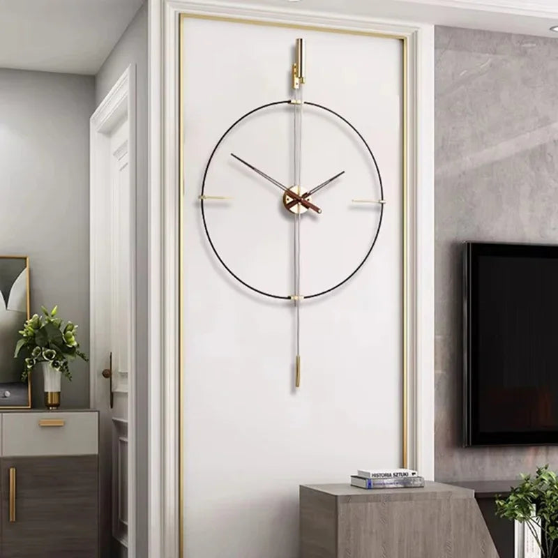 Walnut Wall Clocks Stylish Clock Watch Modern Living Room Clocks Minimalism Clock Mechanism Silent Luxury Home Decorations