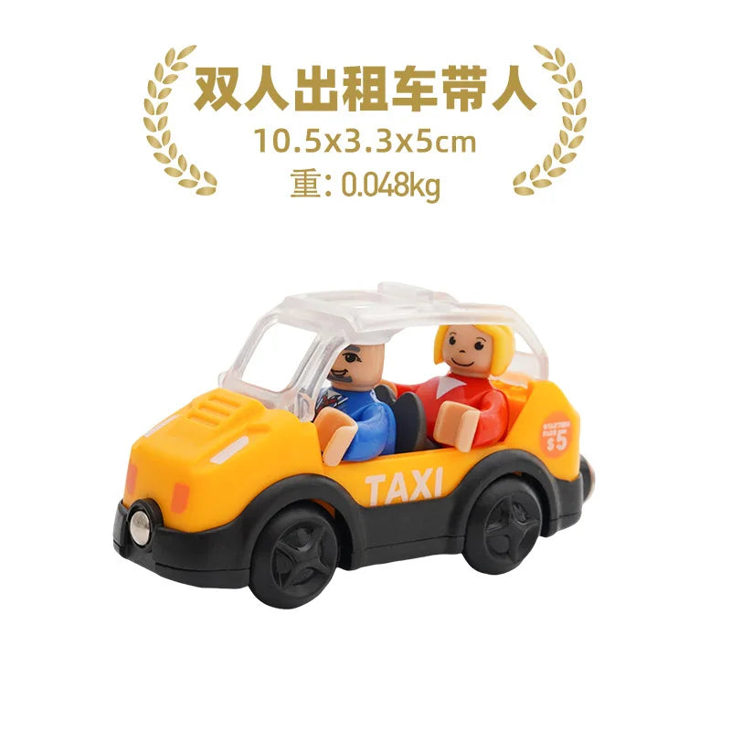 Wooden Train Track Plastic car wash Police Office Fire Department Scene Simulation Play Wooden Railway Track Car toys