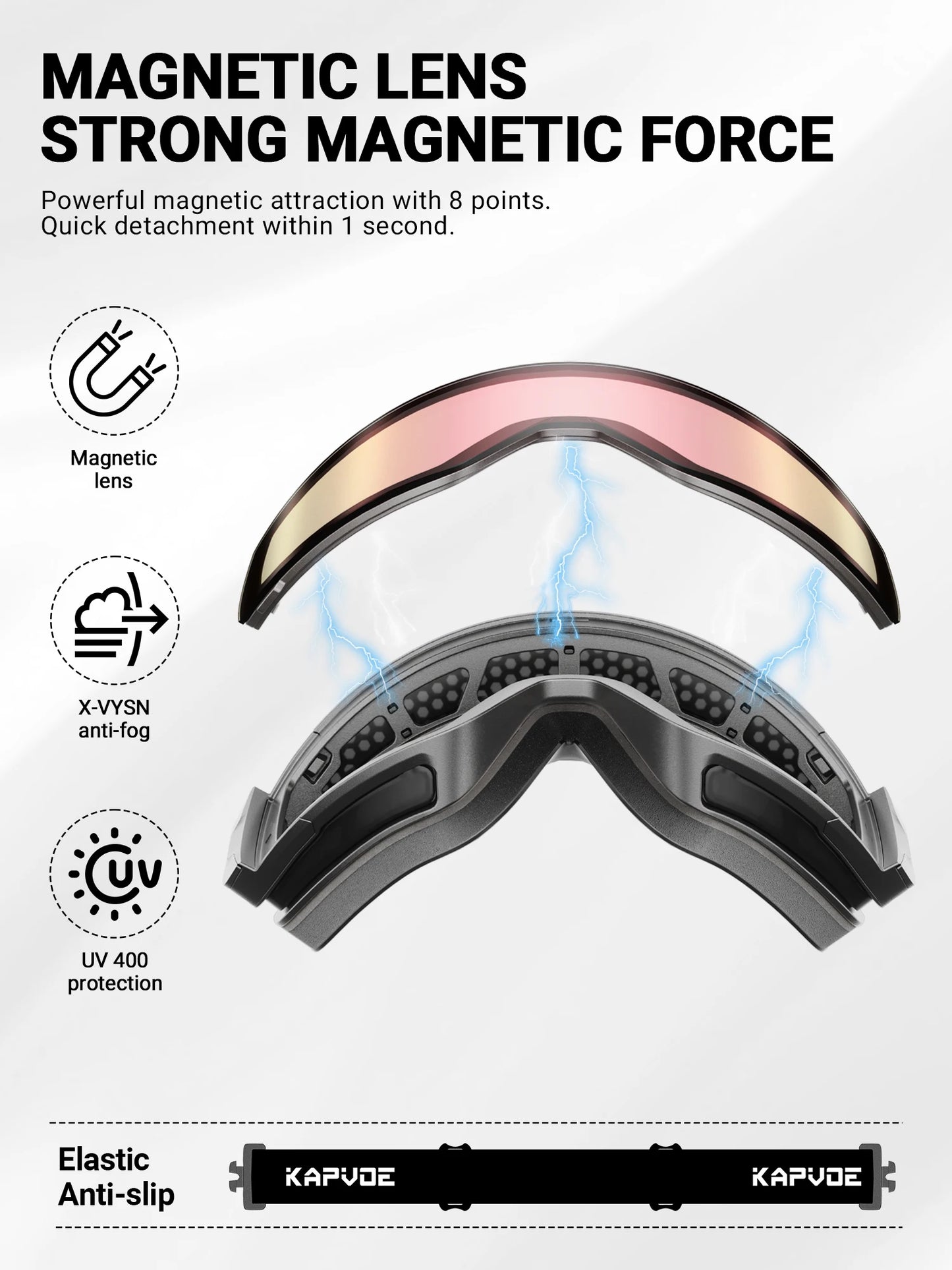 KAPVOE Photochromic Skiing Glasses Anti-fog Winter  for Men Women Outdoor Sports Glasses Racing Backcountry Skiing Snow Eyewear