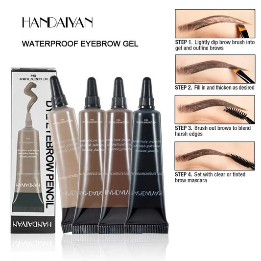 Waterproof Eyebrow Gel 6 Colors High Pigmented Eye Brow Tint Liquid Shaping Eyebrow Enhancer Dye Cream with Makeup Eye Brushes