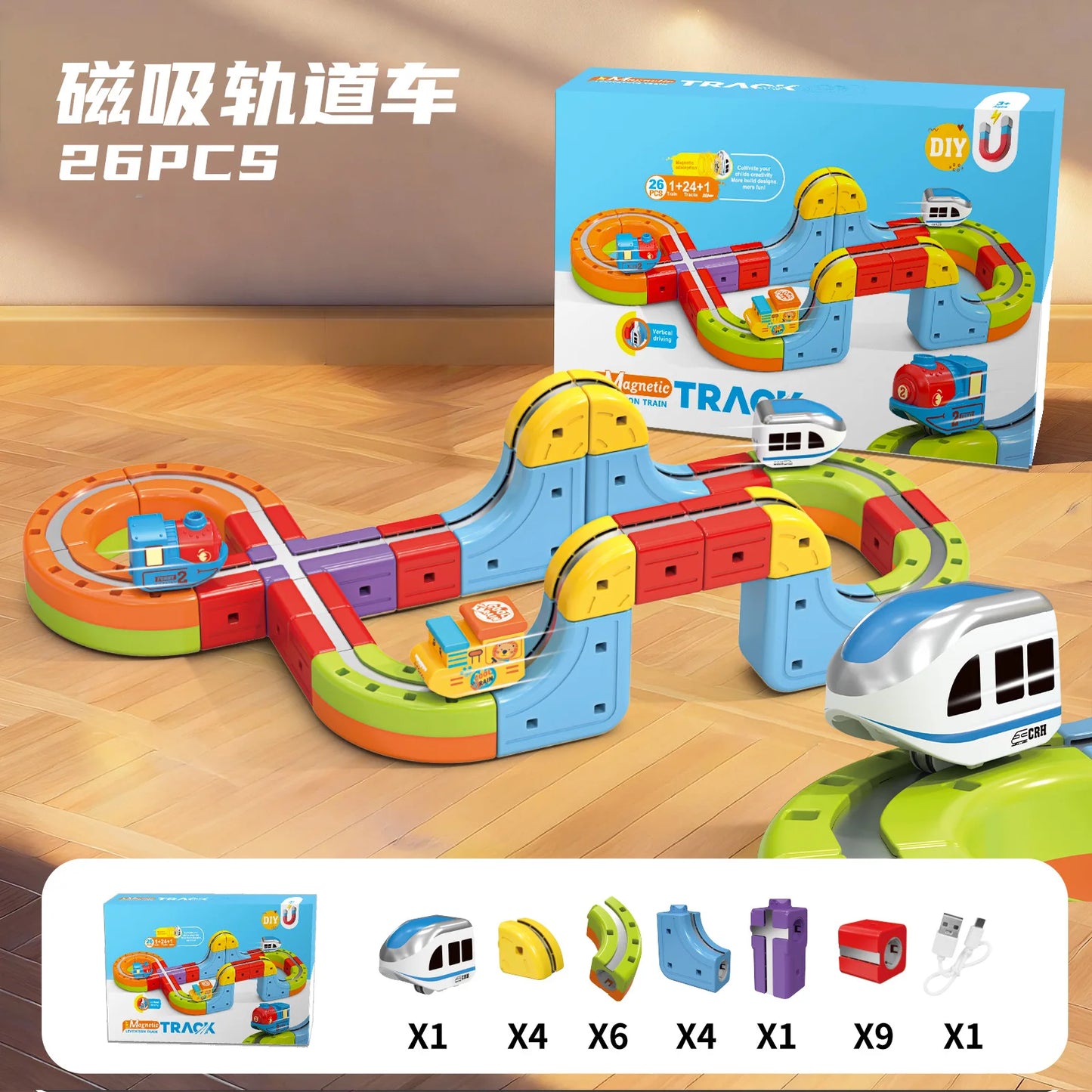 Sell Well Children'S Anti-Gravity Magnetic Attraction Track Train Changeable Magnetic Magic Rail Car Electric Train Toy