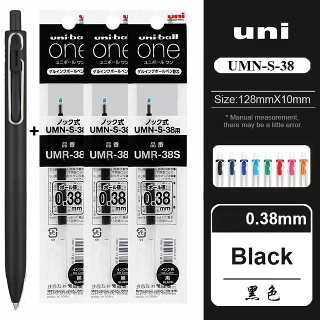 1Pc UNI Uniball ONE Gel Pen UMN-S-38 0.38mm Thick Ink Black Technology Small Thick Core Quick Drying Smooth Writing School Suppl
