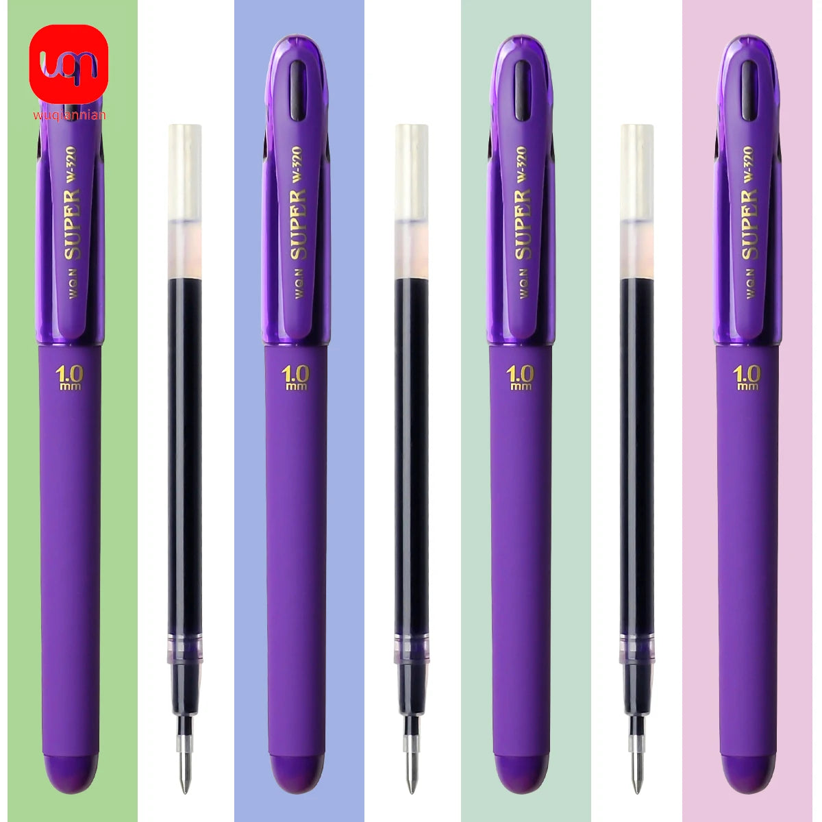 3pcs Purple Ink Gel Pens,1.0mm,Large Capacity Refill,Office Supplies Back to School Stationery,Student Pen Writing Tools