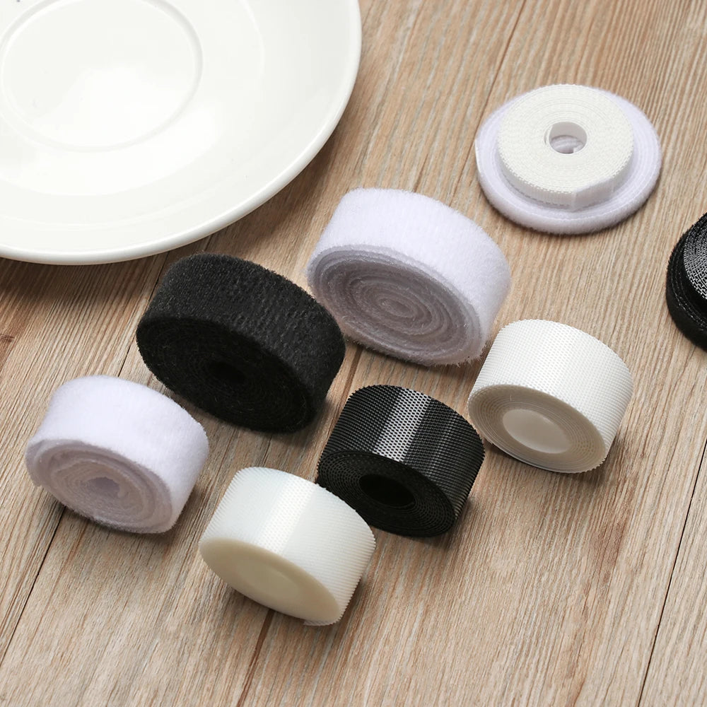 6/8/20mm Width Doll Clothes Fastener Tape Thin Magic Tapes Sticker Paste Strap Sewing Stickers Black/White Clothing Accessories