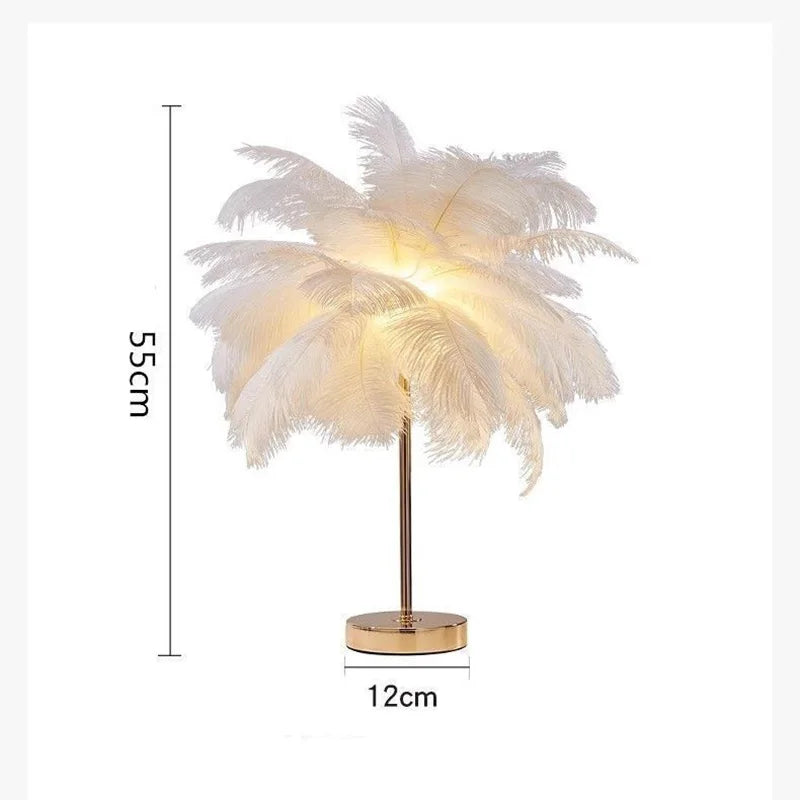 Premium Nordic Ostrich Feather Floor Lamp - Modern LED Interior Lighting