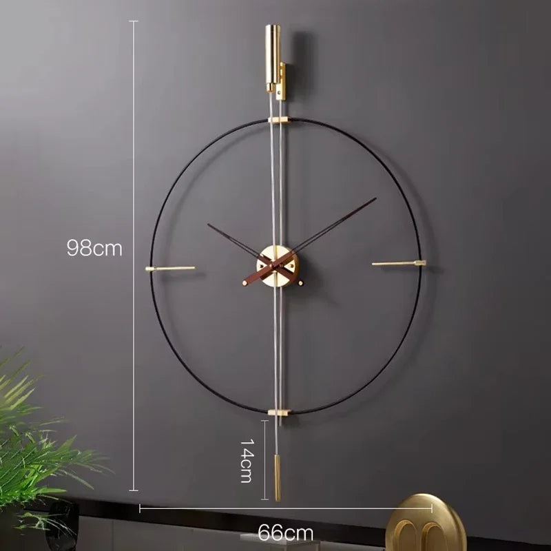 Walnut Wall Clocks Stylish Clock Watch Modern Living Room Clocks Minimalism Clock Mechanism Silent Luxury Home Decorations