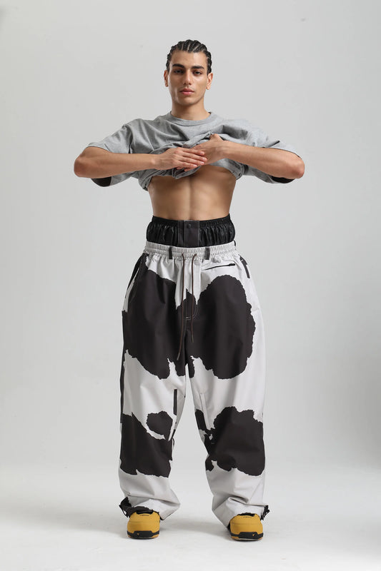 Gsou Snow 2025 Unisex Loose Fit Cargo Ski Pants - Waterproof Windproof Snowboard Trousers for Men & Women Winter Snow Gear