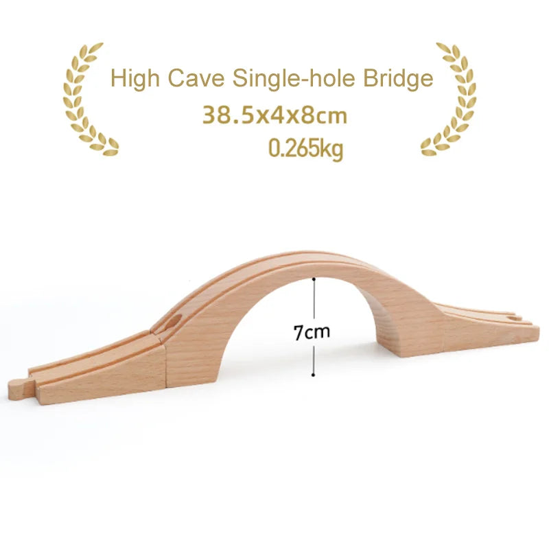 New Wooden Train Tracks Scene Accessories Mountain Tunnel Bridge Crane Tower Compatible ALL Brand Wooden Track Toys For Kids