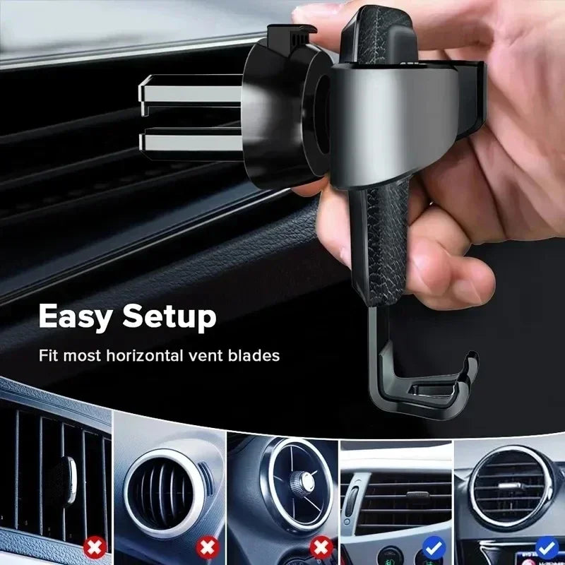 Premium Gravity Car Phone Holder - Air Vent Clip Mount for Smartphones