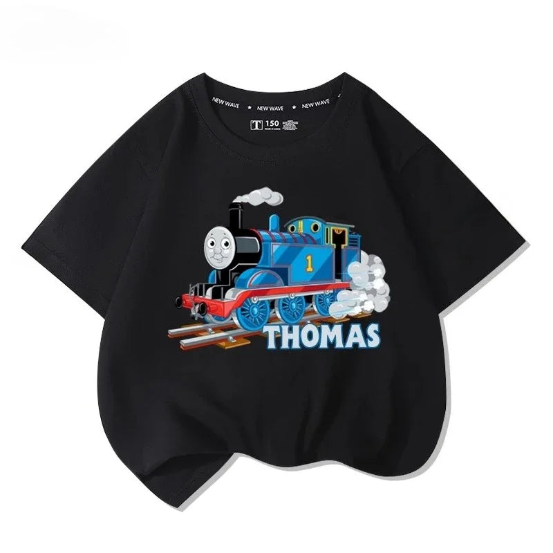 Thomas the train short-sleeved t-shirt cartoon new children's tops boys girls summer 100% cotton fashion comfortable t-shirt
