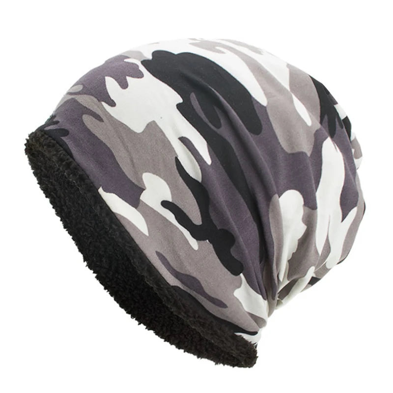 Outdoor Warm Cap Balaclava For Women/Men Camouflage Cotton Cap Plus Velvet Hat Warm For Autumn Winter Skiing Bike Accessories