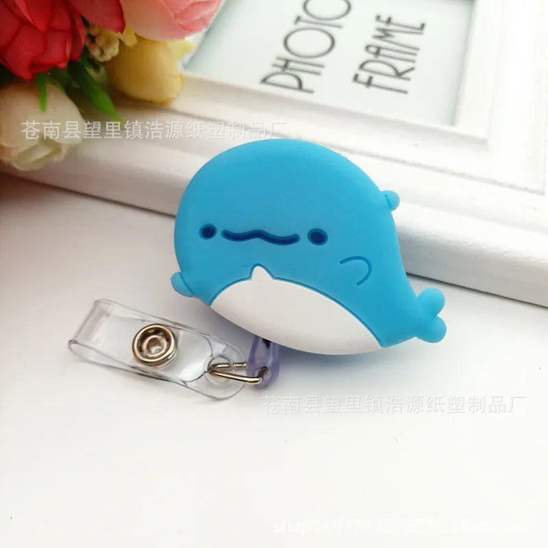 New Design 1 Piece Soft Silicone Retractable Nurse Badge Reel Cute Strawberry Love Heart Rainbow Flowers ID Card Holder Lanyard