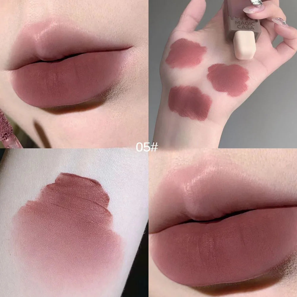 Velvet Matte Lip Gloss - Waterproof Long-Lasting Chocolate Ice Cream Lip Glaze