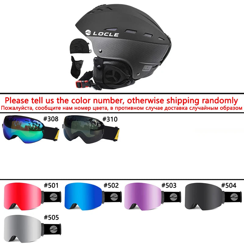 LOCLE Ski Helmet Men Women Children Kids CE Safety Winter Sports Snow Skiing Snowmobile Snowboard Skateboard Helmet Size 52-61cm