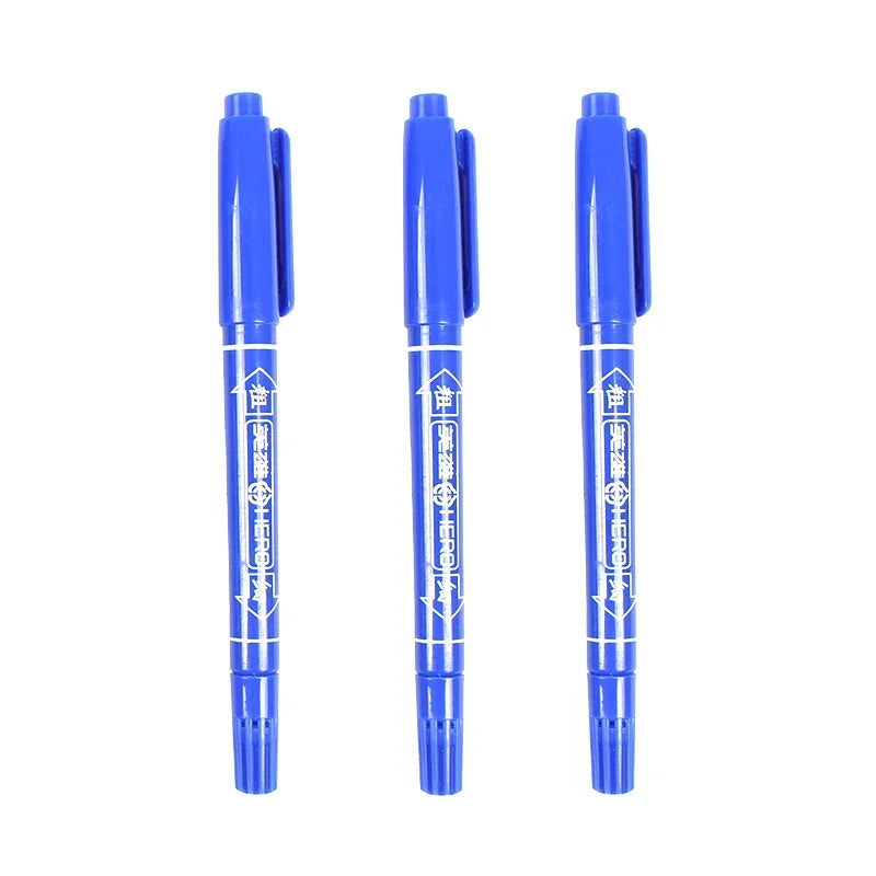 3Pcs/Set Dual Tip 0.5/1.0 mm Nib Marker Waterproof Black Blue Red Oily Manga Art Marker Pens Student School Office Stationery