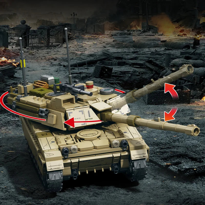 SEMBO BLOCK USA Military M1A2 Abrams Main Battle Tank Building Blocks MOC WW2 Weapon Bricks Toys For Boys Kids Halloween Gifts