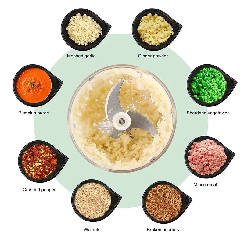 Mini Wireless Electric Garlic Crusher Ginger Chili Vegetable Masher Machine Kitchen100ml/250ml Portable Chopper USB Charging
