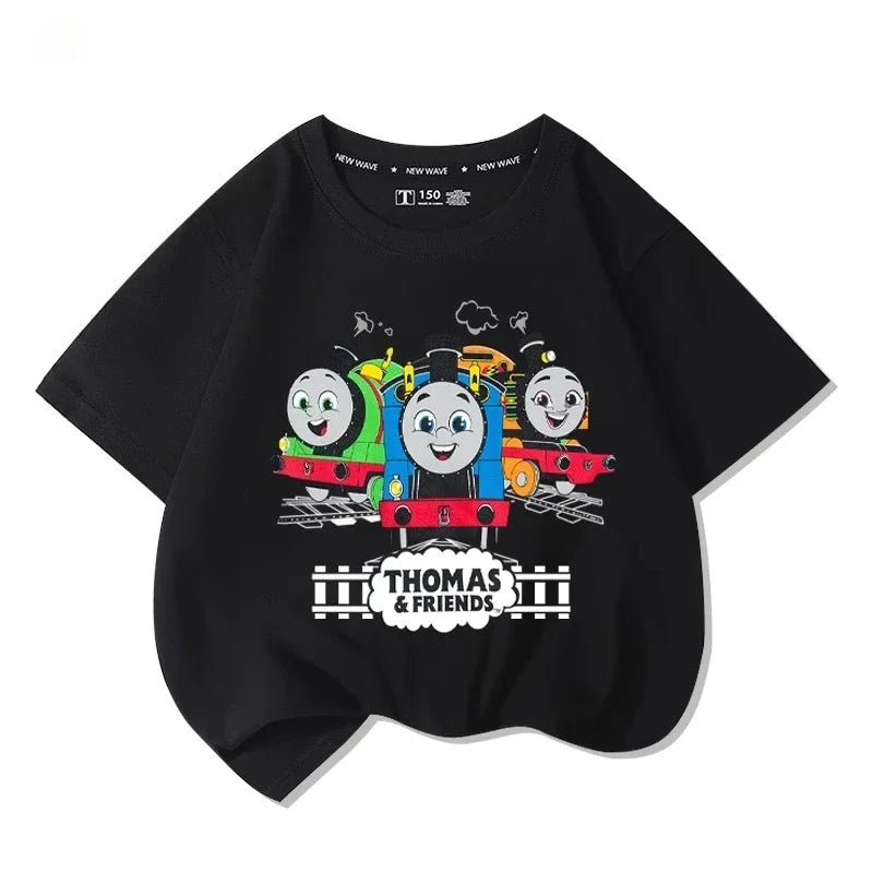 Thomas the train short-sleeved t-shirt cartoon new children's tops boys girls summer 100% cotton fashion comfortable t-shirt