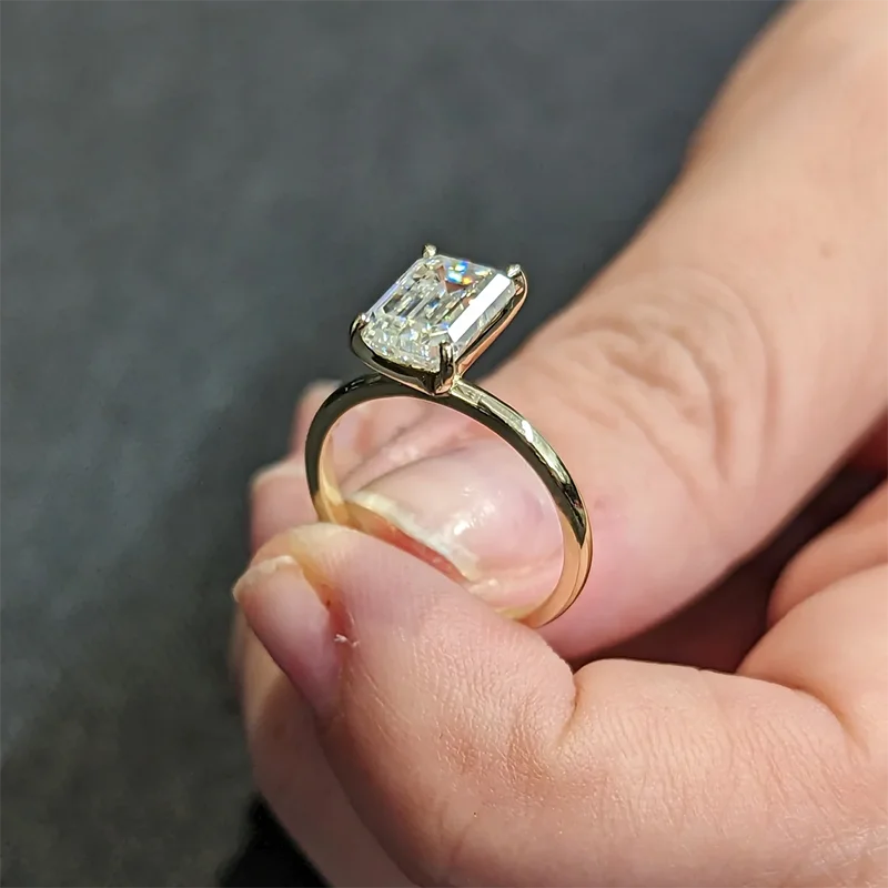High Quality Emerald Cut 1ct 2ct 3ct Moissanite Solitaire Ring 925 Sterling Silver Engagement Rings for Woman Girl Birthday Gift