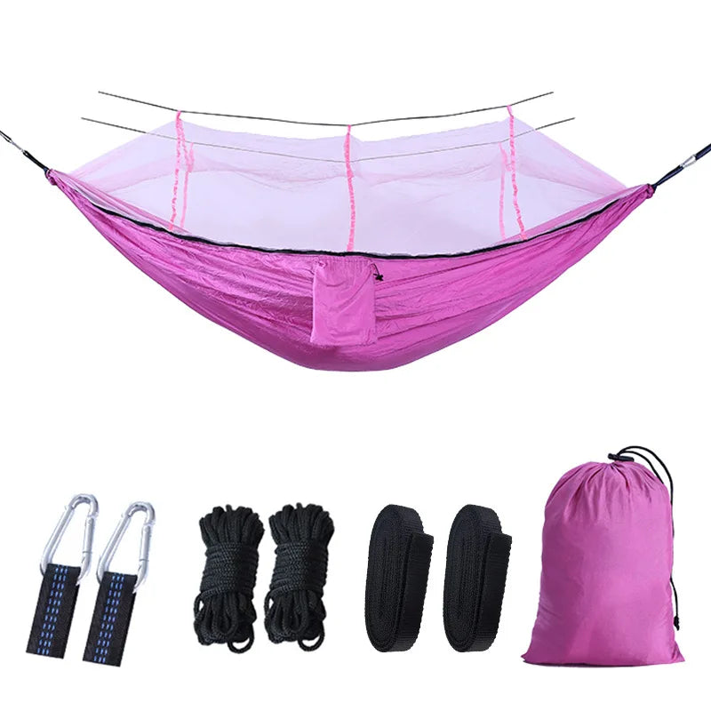 Premium Camping Hammock with Mosquito Net - Lightweight Parachute Fabric