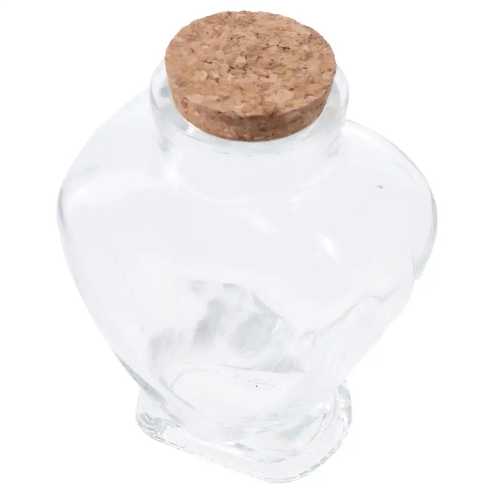 with Cork Stoppers Heart-Shaped Bottle Portable Small Wishing Bottle Clear Empty Glass Jar