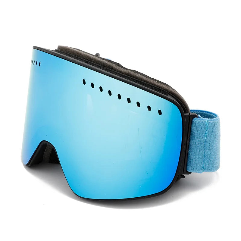 New colorful cylindrical magnetic double-layer anti-fog ski goggles outdoor windproof large-field night vision mountaineering go
