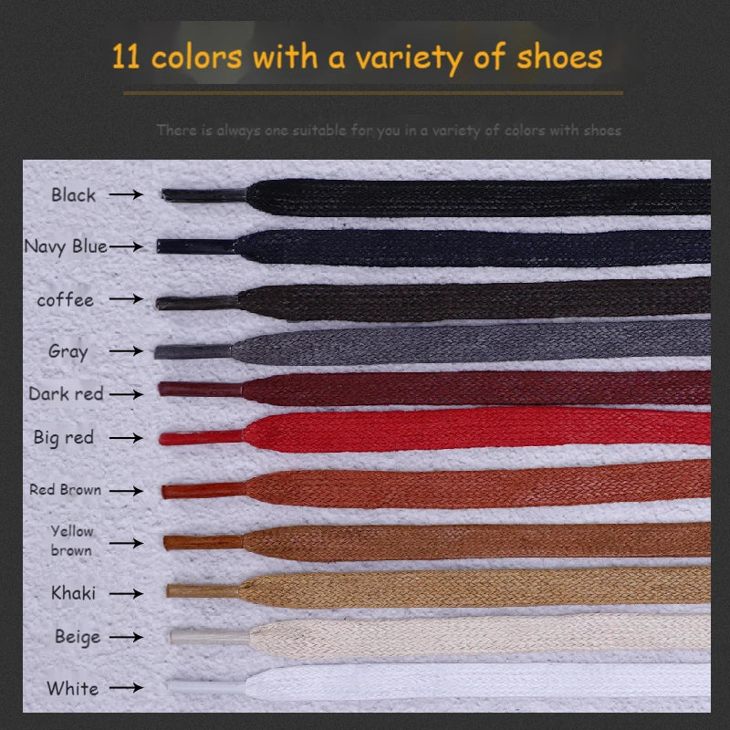 1 Pair Shoelaces 0.8 CM Waxed Cotton Width Flat Waterproof Shoe Laces Unisex Boots Casual Sneakers Shoelace Leather Shoe Lace
