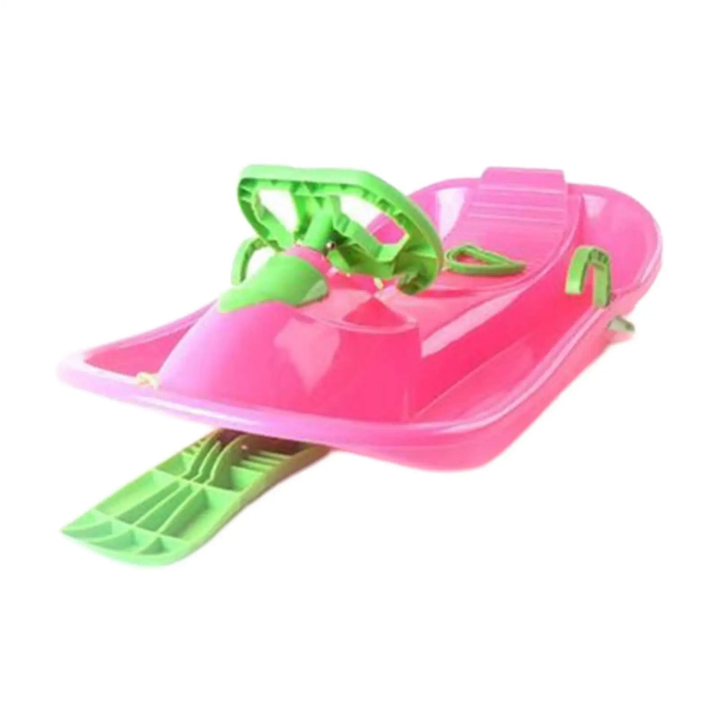 Steerable Snow Sled with Steering Wheel Brake Grass Sled Multipurpose Downhill Sled Lightweight Snow Sledge for Boys Children