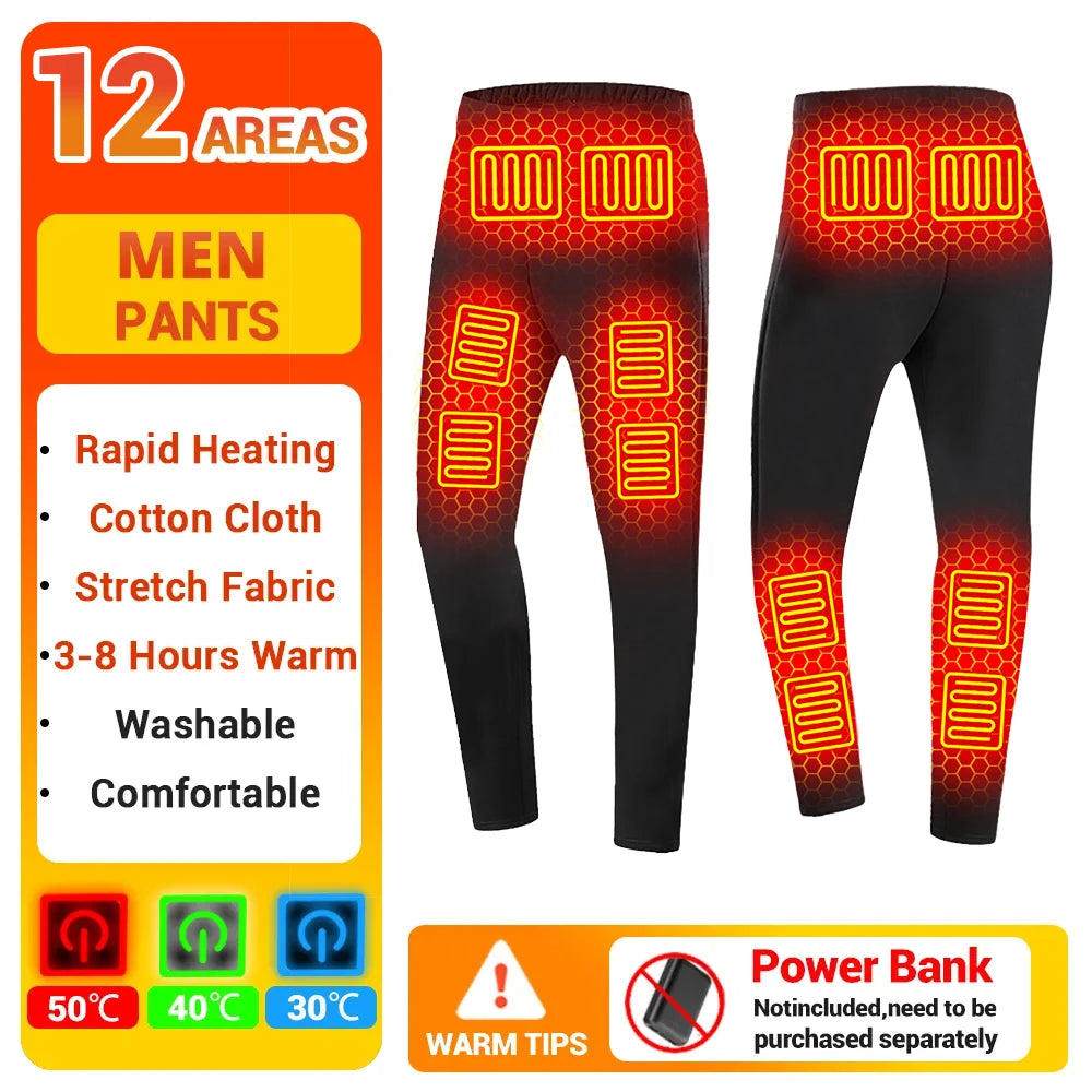 Winter Heated Thermal Underwear Skiwear Heated Jacket Fleece Warm Top Pants USB Electric Heating Clothing