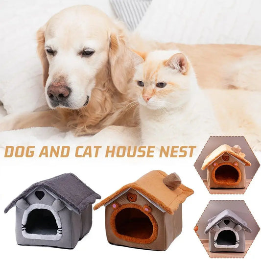 Detachable and Washable Pet House Cat House Puppy Cave Sofa Pet Bed House for  Small Dogs and Small and Medium Cat Skeeping Warm