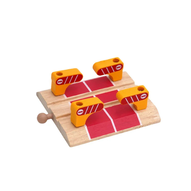 Wooden Train Track Accessories Roadblocks Station Scene Educational Toy For Kids Compatible with Thomas Wooden Railway System