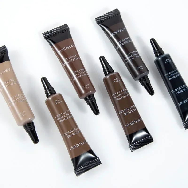 Waterproof Eyebrow Gel 6 Colors High Pigmented Eye Brow Tint Liquid Shaping Eyebrow Enhancer Dye Cream with Makeup Eye Brushes